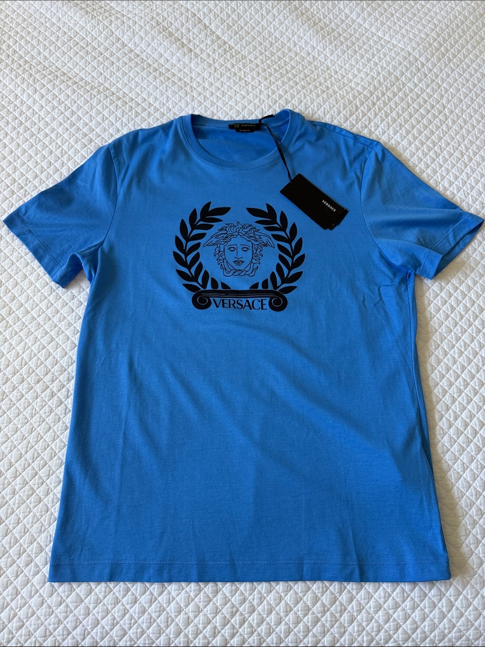 New Versace Men's Blue Medusa Crest Logo T-Shirt